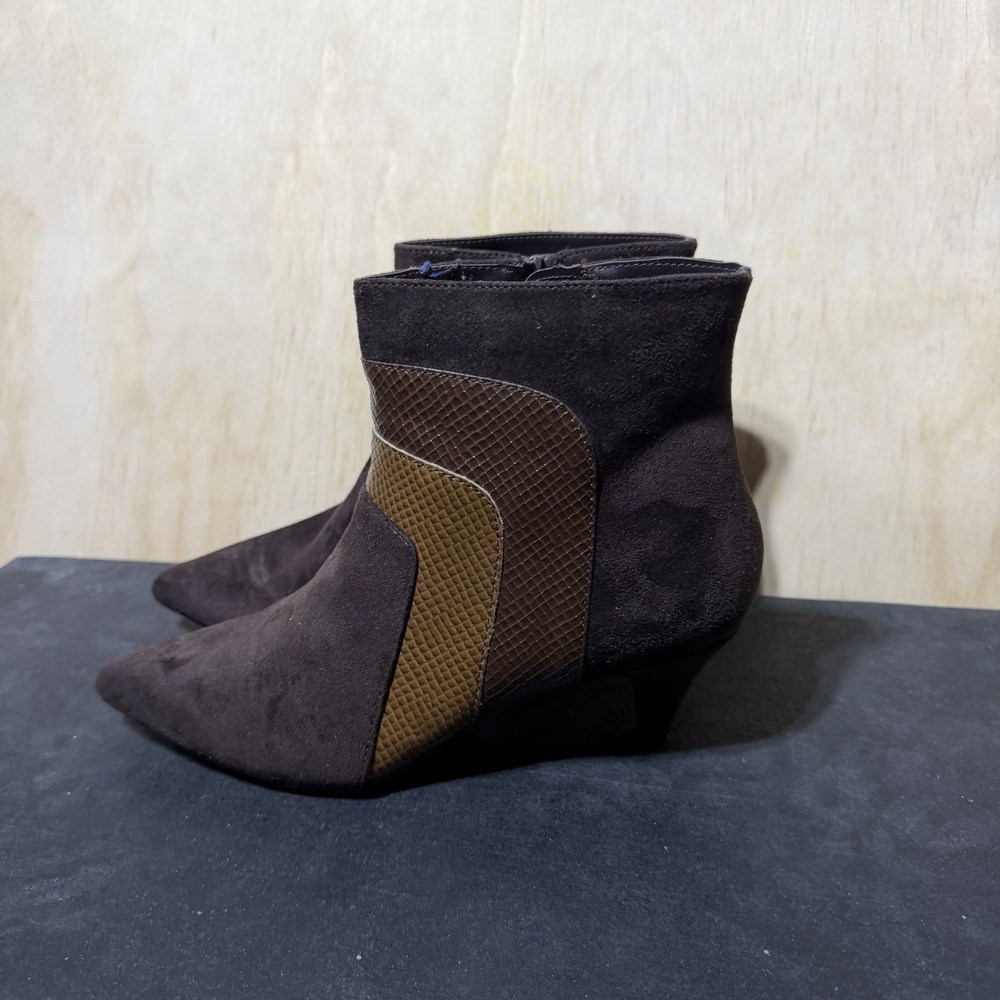 Impo Eila‎ Ankle Boots Women's 8.5 Brown Memory Foam Side Zip Western Booties